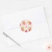 Cute Kawaii Teddy Bear Heart Gift Pattern ラウンドシール (封筒)
