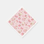 Cute Kawaii Teddy Bear Strawberry Pattern Sticker スタンダードカクテルナプキン (角)