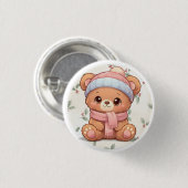 Cute Kawaii Teddy Bear Winter Button 缶バッジ (正面&裏面)