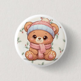 Cute Kawaii Teddy Bear Winter Button 缶バッジ