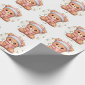 Cute Kawaii Teddy Bear Winter Wrapping Paper ラッピングペーパー (角)