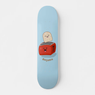 Cute kawaii toast and red toaster cartoon スケートボード