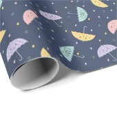 Cute Kawaii Umbrella Pattern Wrapping Paper Roll ラッピングペーパー (ロールコーナー)