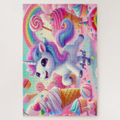 Cute Kawaii Unicorn, Cupcakes, Rainbow ジグソーパズル (縦)