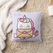 Cute Kawaii Unicorn Love Illustration クッション (ブランケット)