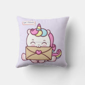 Cute Kawaii Unicorn Love Illustration クッション (裏面)