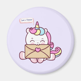 Cute Kawaii Unicorn Love Illustration マグネット