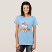 Cute Kawaii Unicorn Love Illustration Tシャツ (正面フル)