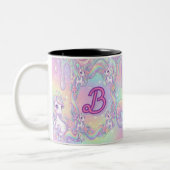 Cute Kawaii Unicorn Pastel Rainbow Magical ツートーンマグカップ (左)
