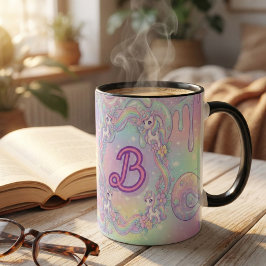 Cute Kawaii Unicorn Pastel Rainbow Magical ツートーンマグカップ