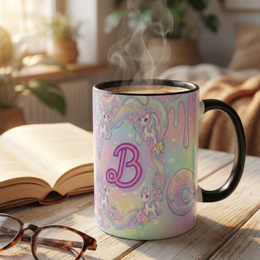 Cute Kawaii Unicorn Pastel Rainbow Magical ツートーンマグカップ