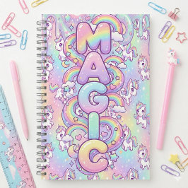 Cute Kawaii Unicorn Pastel Rainbow Magical ノートブック