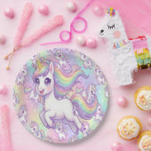 Cute Kawaii Unicorn Pastel Rainbow Magical ペーパープレート (パーティー)