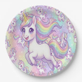 Cute Kawaii Unicorn Pastel Rainbow Magical ペーパープレート (正面)