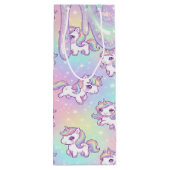Cute Kawaii Unicorn Pastel Rainbow Magical ワインギフトバッグ (裏面)