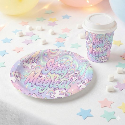 Cute Kawaii Unicorn Pastel Rainbow Magical 紙コップ
