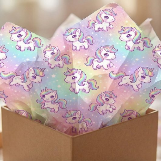 Cute Kawaii Unicorn Pastel Rainbow Magical 薄葉紙