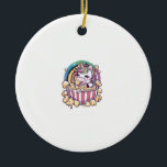 Cute kawaii unicorn with popcorn Long Sleeve T-Shi セラミックオーナメント<br><div class="desc">Cute kawaii unicorn with popcorn Long Sleeve T-Shirt</div>