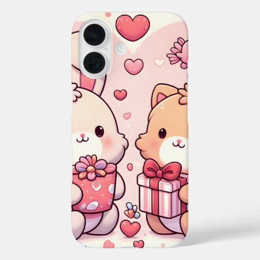 Cute Kawaii Valentine Bunny Bear Love Gift Case-Mate iPhoneケース (裏面)