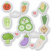 Cute Kawaii Vegetable Stickers シール (正面)