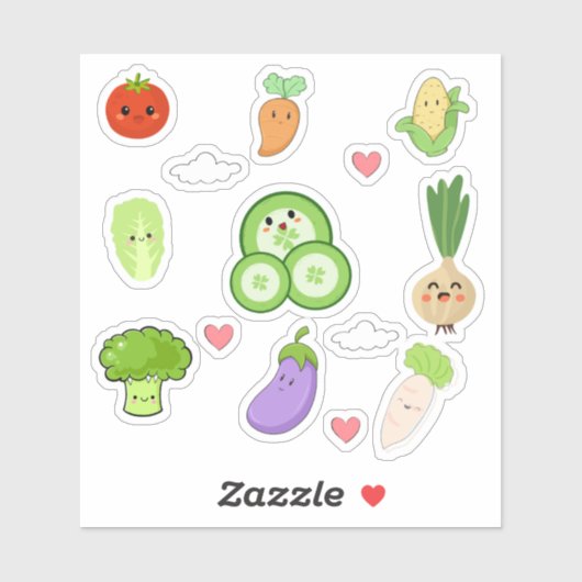 Cute Kawaii Vegetable Stickers シール (シート)