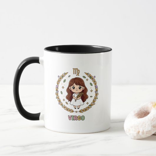 Cute Kawaii Virgo Zodiac Sign マグカップ (ドーナツ)