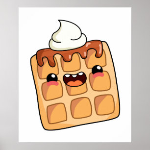Cute Kawaii Waffle ポスター