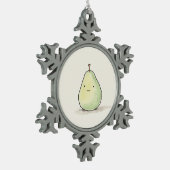Cute Kawaii Watercolor Pear スノーフレークピューターオーナメント (左)