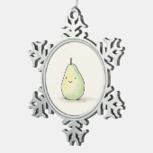 Cute Kawaii Watercolor Pear スノーフレークピューターオーナメント (右)
