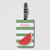 Cute Kawaii Watermelon and Stripes Personalised ラゲッジタグ (正面縦)