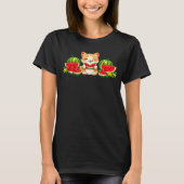 Cute Kawaii Watermelon Cat Summer Cartoon Tシャツ (正面)