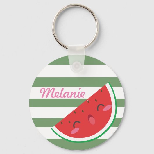 Cute Kawaii Watermelon Personalised キーホルダー (正面)