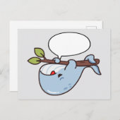 Cute Kawaii Whale Hanging on Branch ポストカード (正面/裏面)