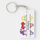 Cute Kawaii Witch Sisters Cats Name Monogram キーホルダー (正面)