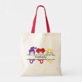 Cute Kawaii Witch Sisters Cats Name Monogram トートバッグ (裏面)