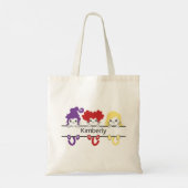 Cute Kawaii Witch Sisters Cats Name Monogram トートバッグ (裏面)