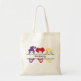 Cute Kawaii Witch Sisters Cats Name Monogram トートバッグ