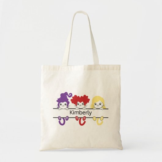 Cute Kawaii Witch Sisters Cats Name Monogram トートバッグ (正面)