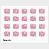 Cute Kawaii XOXO Cat Pastel Pink Romantic Love Sti スクエアシール (シート)