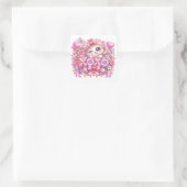 Cute Kawaii XOXO Cat Pastel Pink Romantic Love Sti スクエアシール (バッグ)