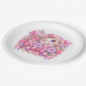 Cute Kawaii XOXO Cat Pastel Pink Romantic Love Sti ペーパープレート (アングル)