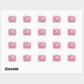 Cute Kawaii XOXO Cat Pastel Pink Romantic Love Sti ラウンドシール (シート)