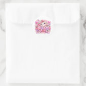 Cute Kawaii XOXO Cat Pastel Pink Romantic Love Sti ラウンドシール (バッグ)
