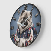 Cute Keeshond Puppy ラージ壁時計 (傾斜)