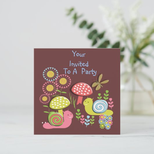 Cute Kidの自然お洒落シーンパーティー招待状 招待状 (スタンド正面)