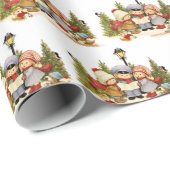 Cute Kid Christmas Carolers With Pets ラッピングペーパー (ロールコーナー)