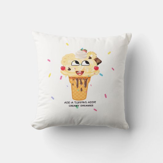 Cute kid pillow Add A Topping Addie Creamy Dreamie クッション (正面)