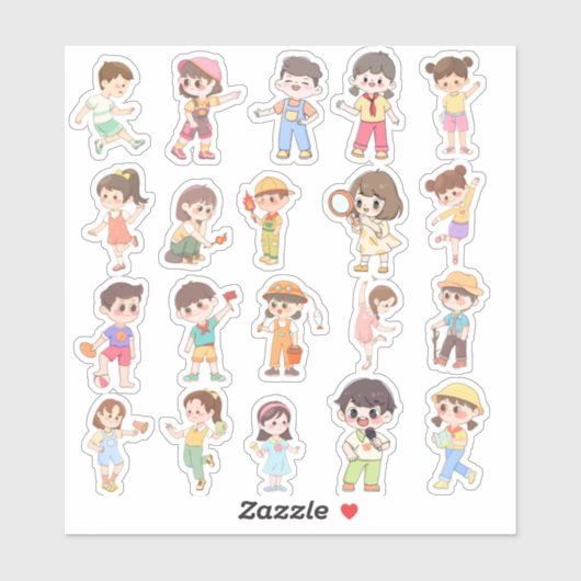 Cute Kids Activity Vinyl Stickers シール (シート)