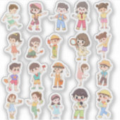 Cute Kids Activity Vinyl Stickers シール (正面)
