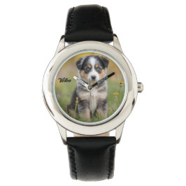 Cute Kid's Australian Shepherd Personalized 腕時計